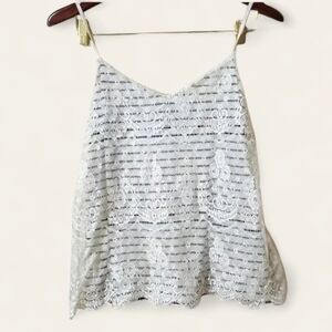 Maurices White Lace Overlay Striped Cami Women's Size‎ S